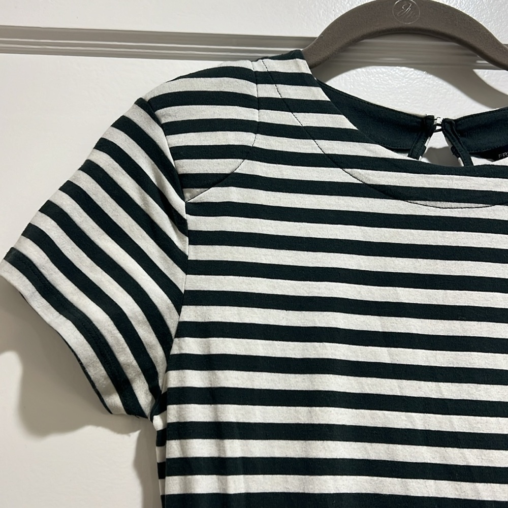 French connection Hunter green & white striped T-shirt dress with shoulder pads
